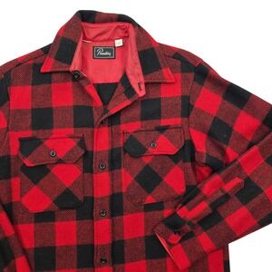 VTG Prentiss Buffalo Check Plaid Wool Shirt Red Black Mens Medium